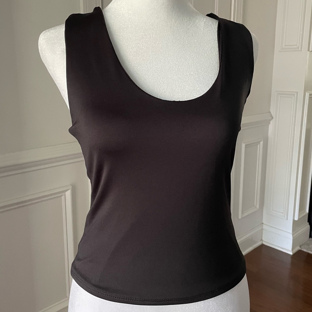 21 Saints A’NUE LIGNE Black Tactel & Lycra Tank Top Size Large